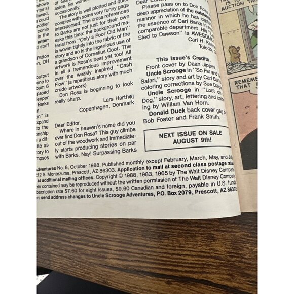 Walt Disney Uncle Scrooge Adventures #8 Comic October 1988 Bagged Boarded - Picture 5 of 5